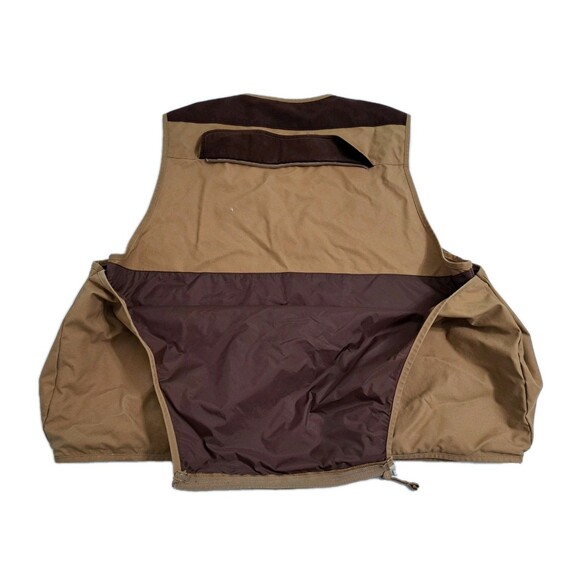 Cabelas Mens XL Hunting Field Cargo Vest Jacket Brown Khaki Zip Quilted Shooting - Picture 9 of 11